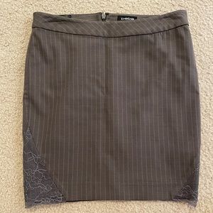 Pinstripe Pencil Skirt with side lace, Bebe